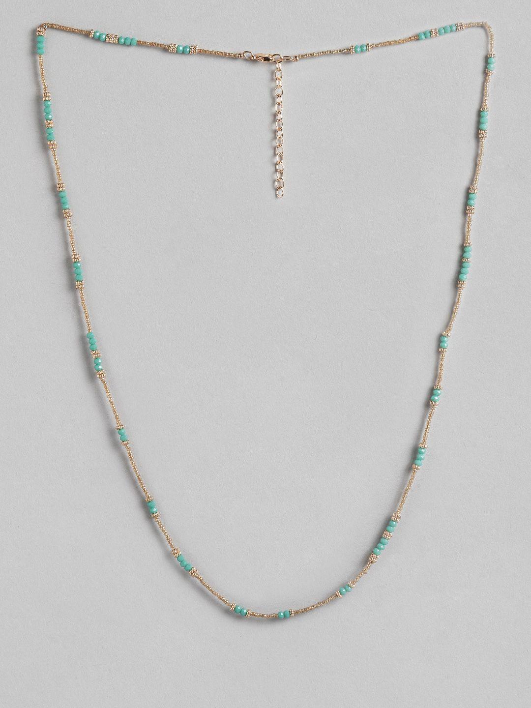 richeera turquoise blue & gold-toned gold-plated beaded necklace
