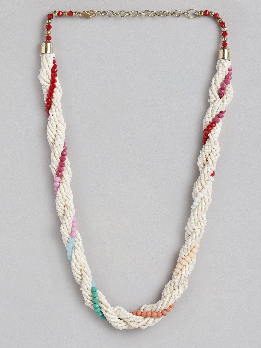 richeera white & red layered beaded necklace
