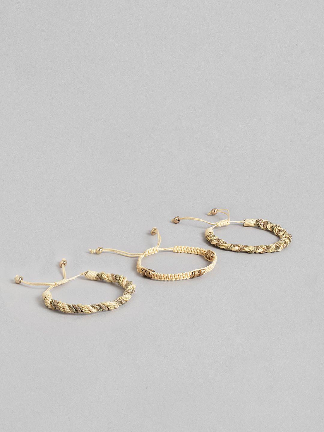 richeera women beige & gold-toned braided bracelet