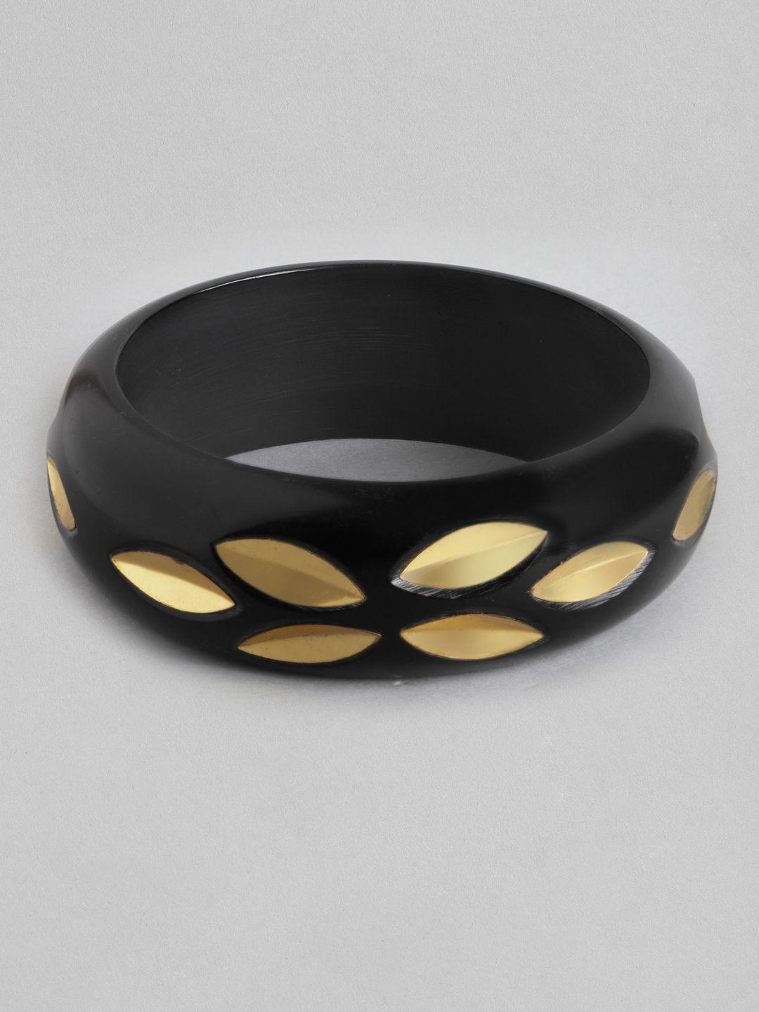 richeera women black & gold-toned bangle-style bracelet