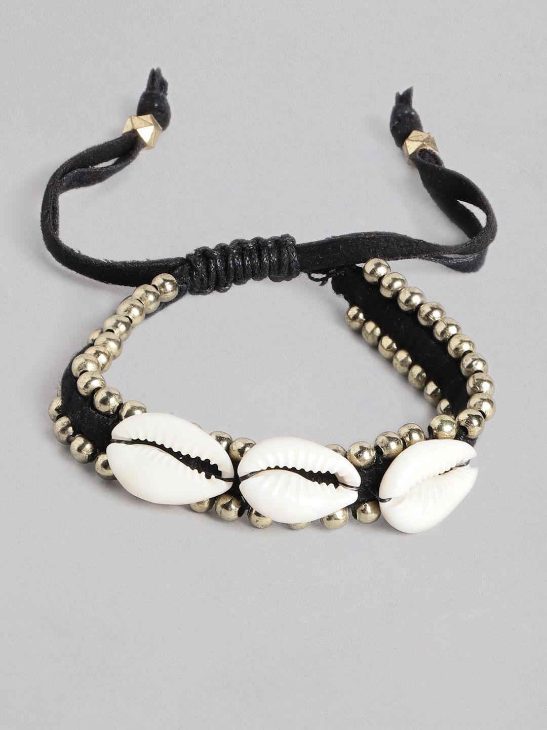 richeera women black & gold-toned charm bracelet