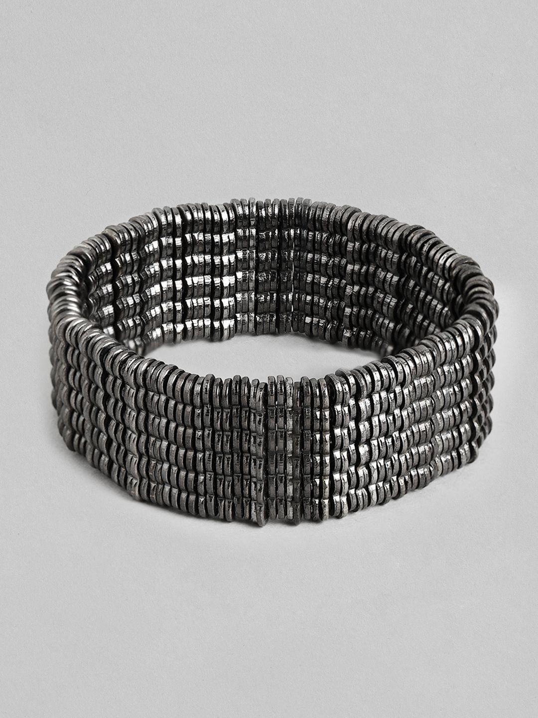 richeera women gunmetal-toned elasticated bracelet