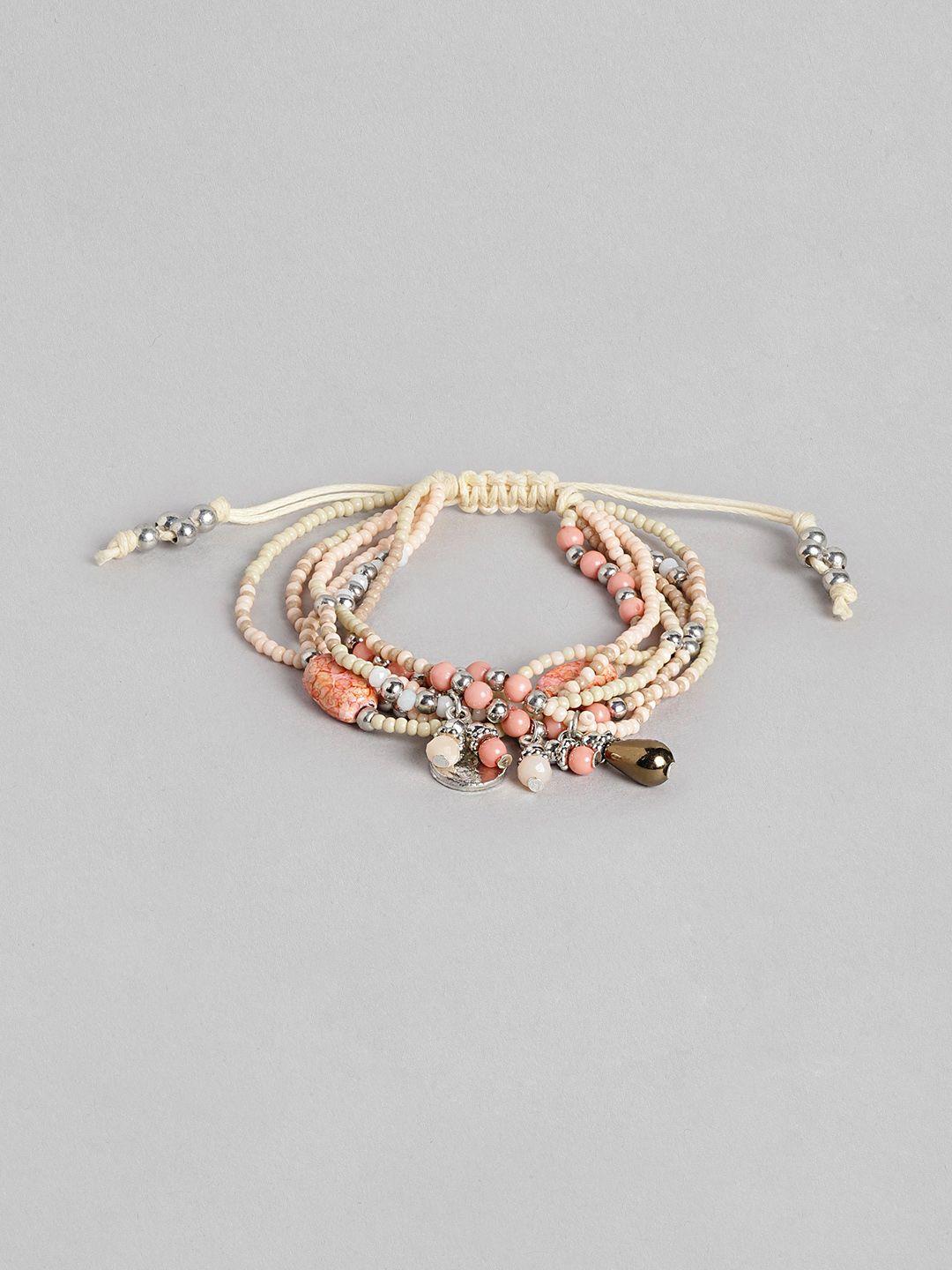 richeera women pink & silver-tonedwraparound bracelet