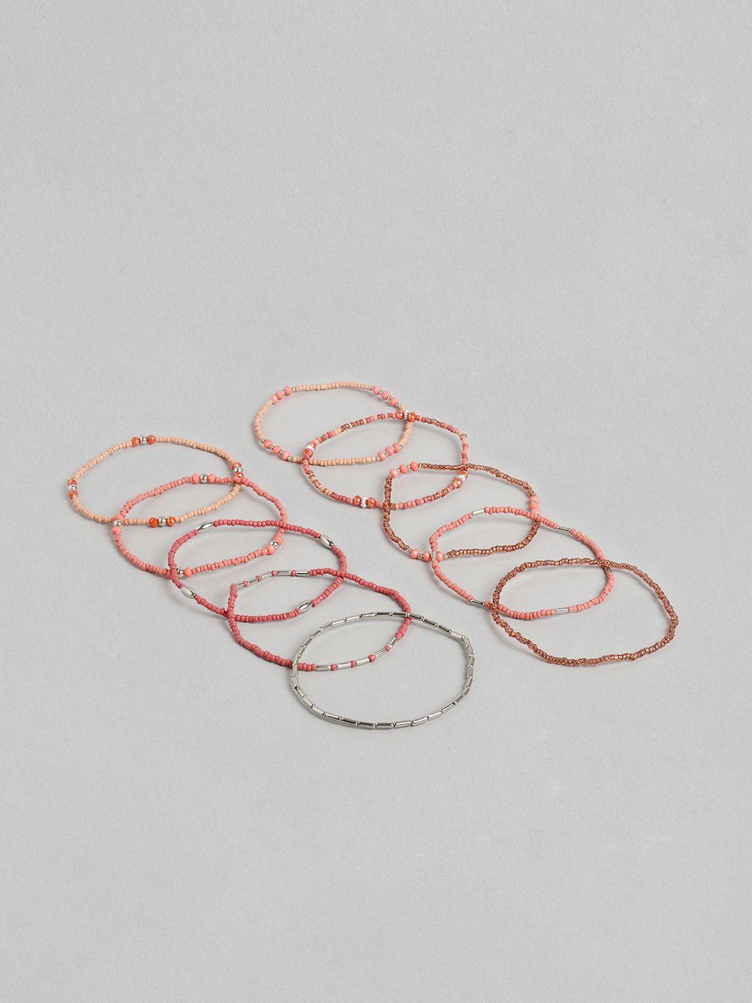 richeera women set of 10 pink elasticated bracelet