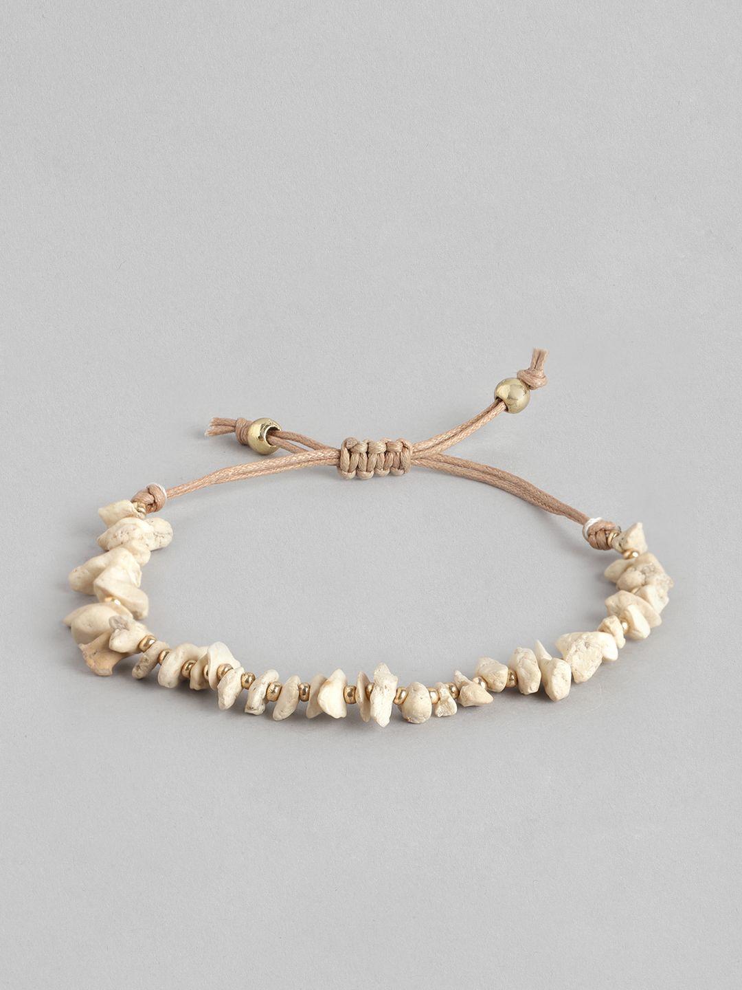 richeera women white & gold-toned armlet bracelet