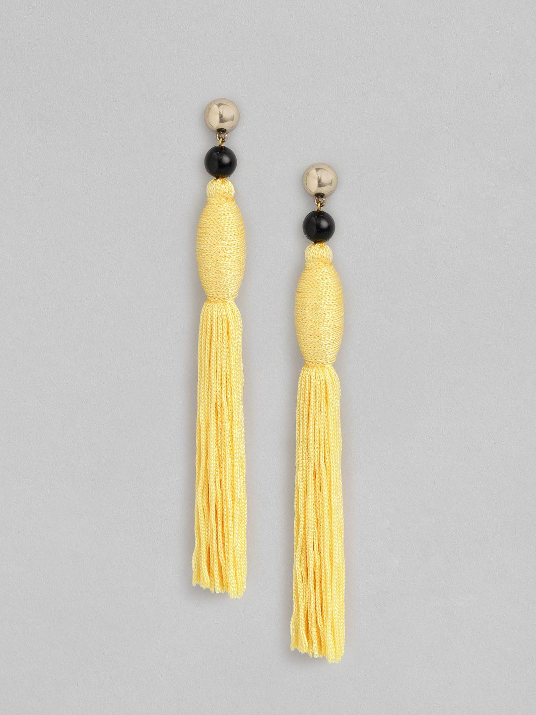 richeera yellow & black contemporary drop earrings