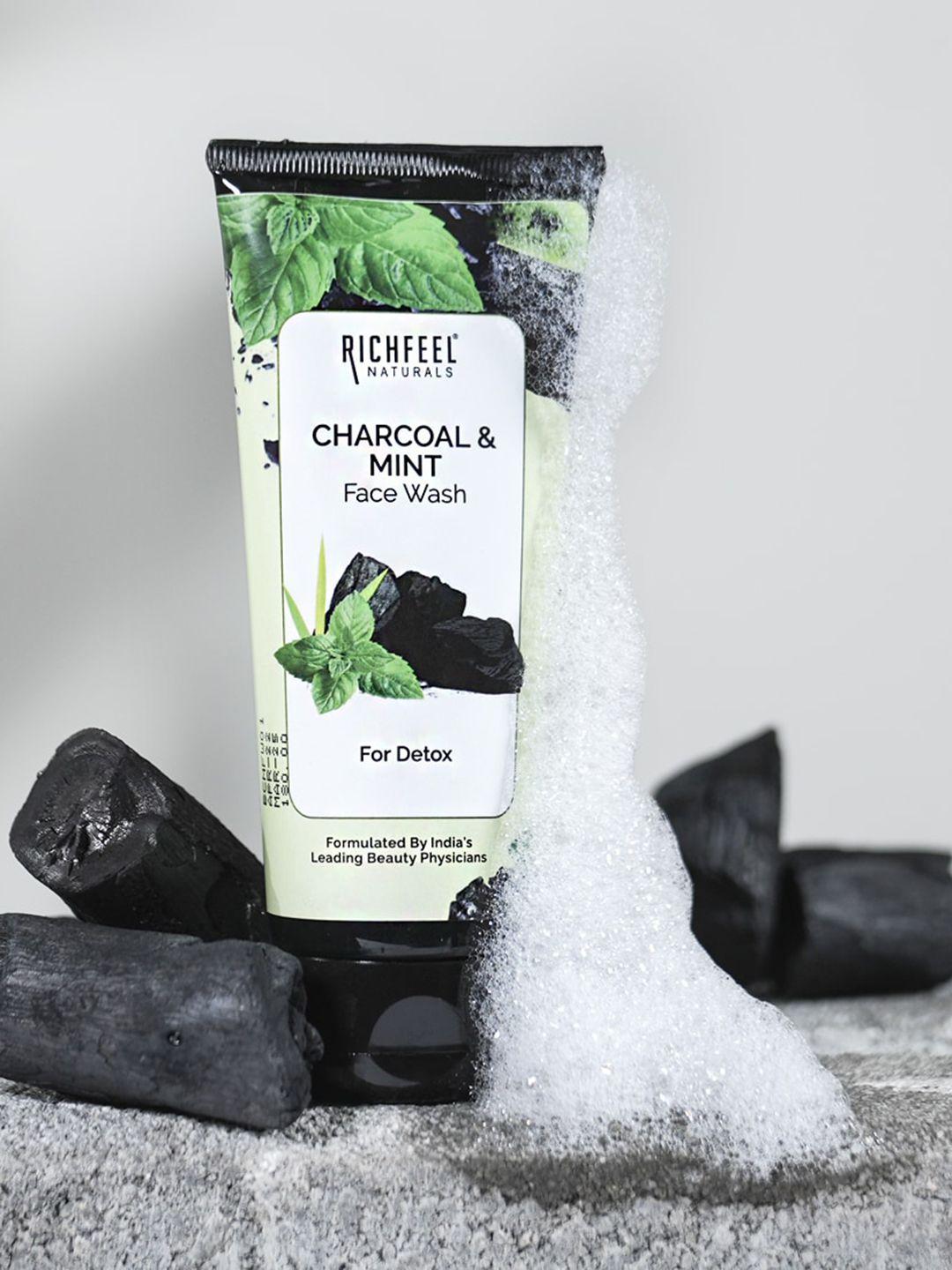 richfeel set of 2 charcoal & mint face wash 200 ml