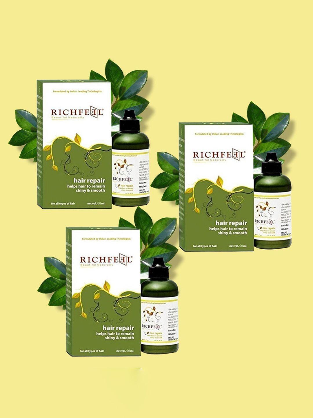 richfeel set of 3 hair repair serum for shiny & smooth hair - 60 ml each
