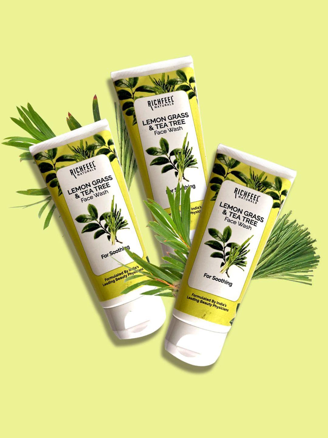 richfeel set of 3 lemon grass & tea tree face wash for soothing skin - 100 g each