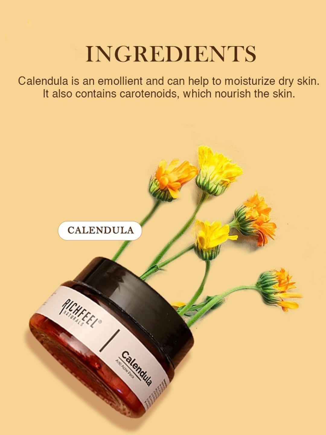richfeel set of 2 calendula anti-acne face pack with kaolin clay - 50g each