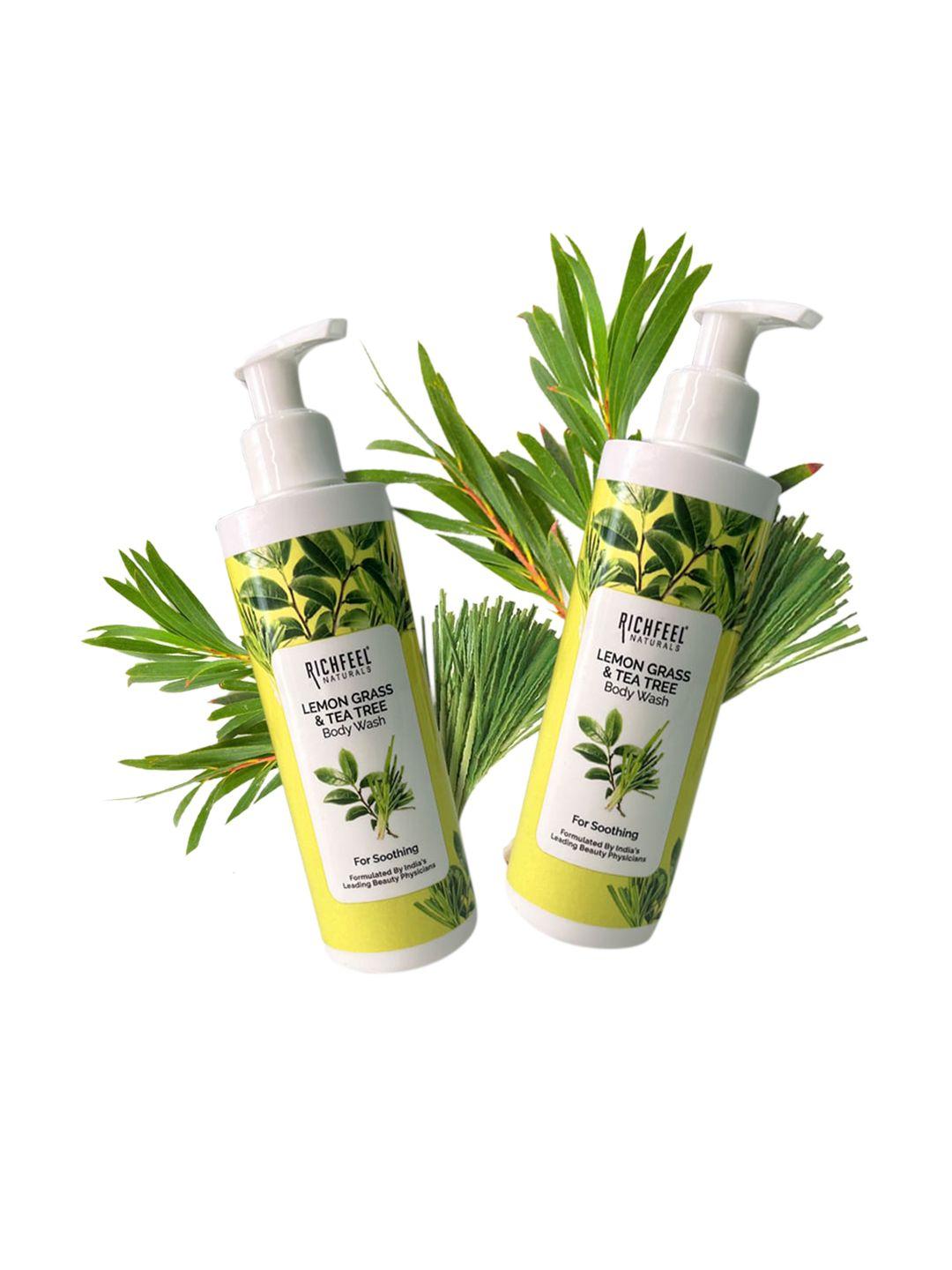 richfeel set of 2 lemon grass & tea tree body wash for soothing - 200 ml each