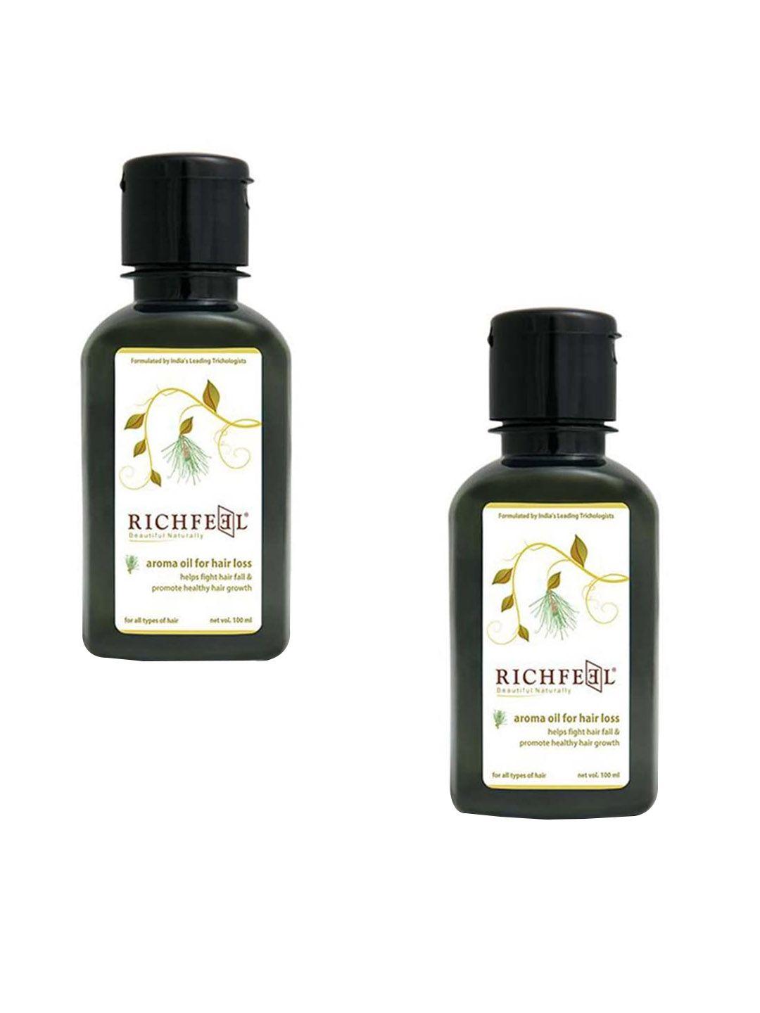 richfeel set of 2 vegan & cruelty-free aroma hair oil for hair loss - 100 ml each