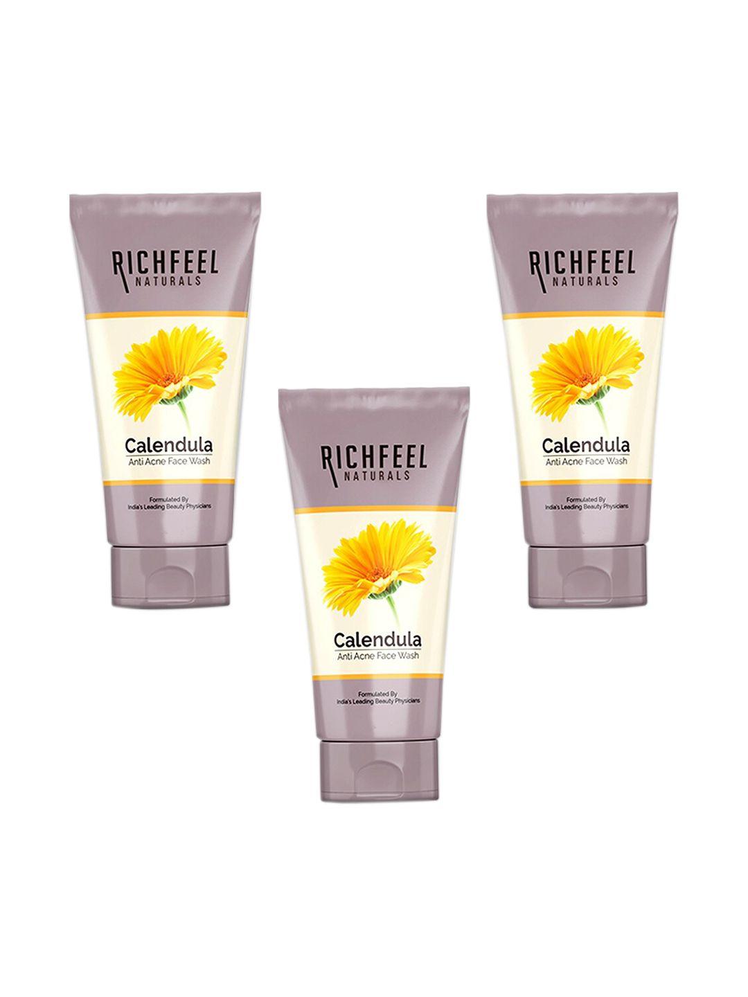 richfeel set of 3 calendula anti-acne face wash - 100 g each