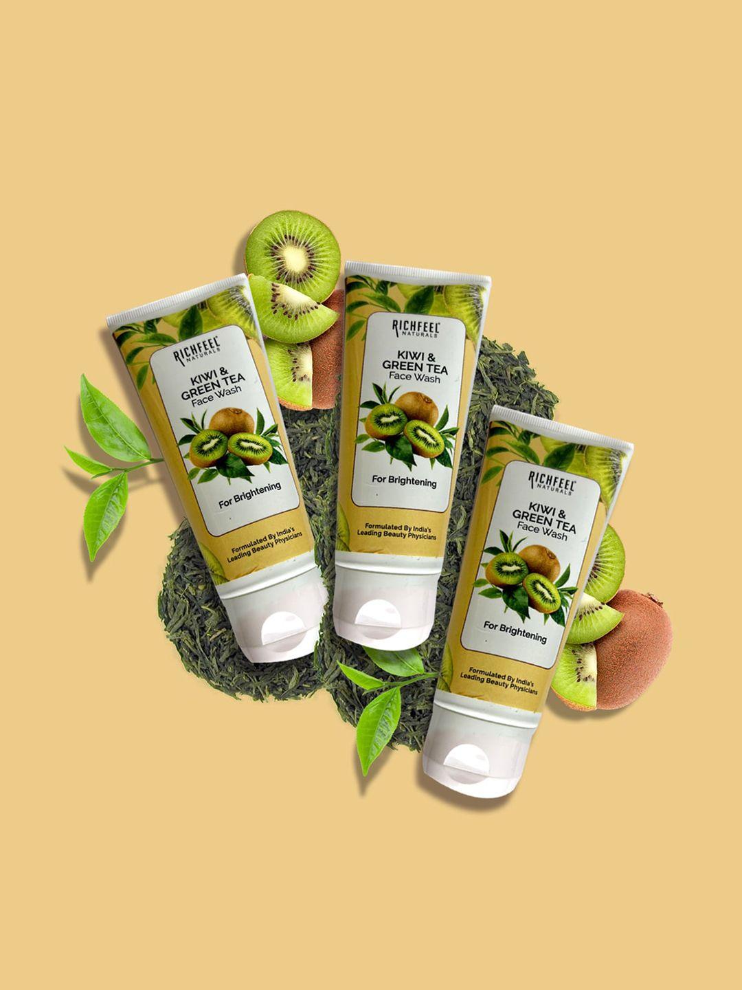 richfeel set of 3 kiwi & green tea face wash for brightening skin - 100 g each