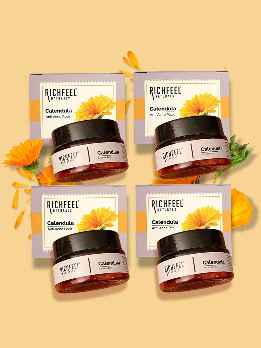 richfeel set of 4 calendula anti-acne face pack with kaolin clay - 50g each