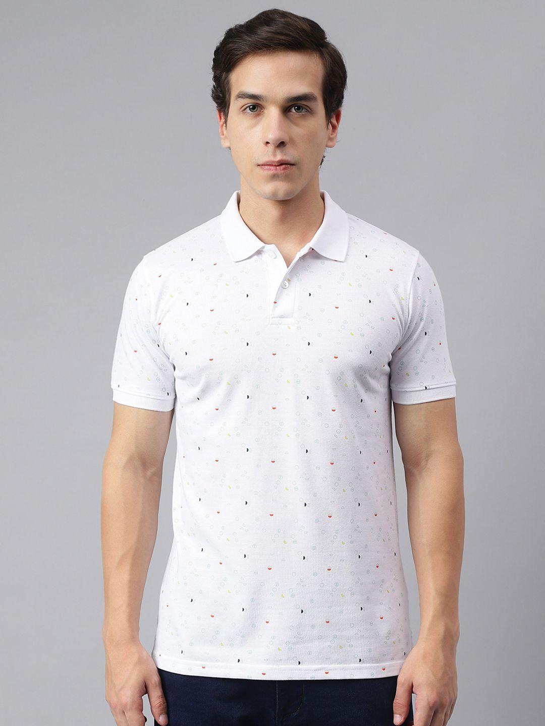 richlook conversational printed polo collar cotton t-shirt