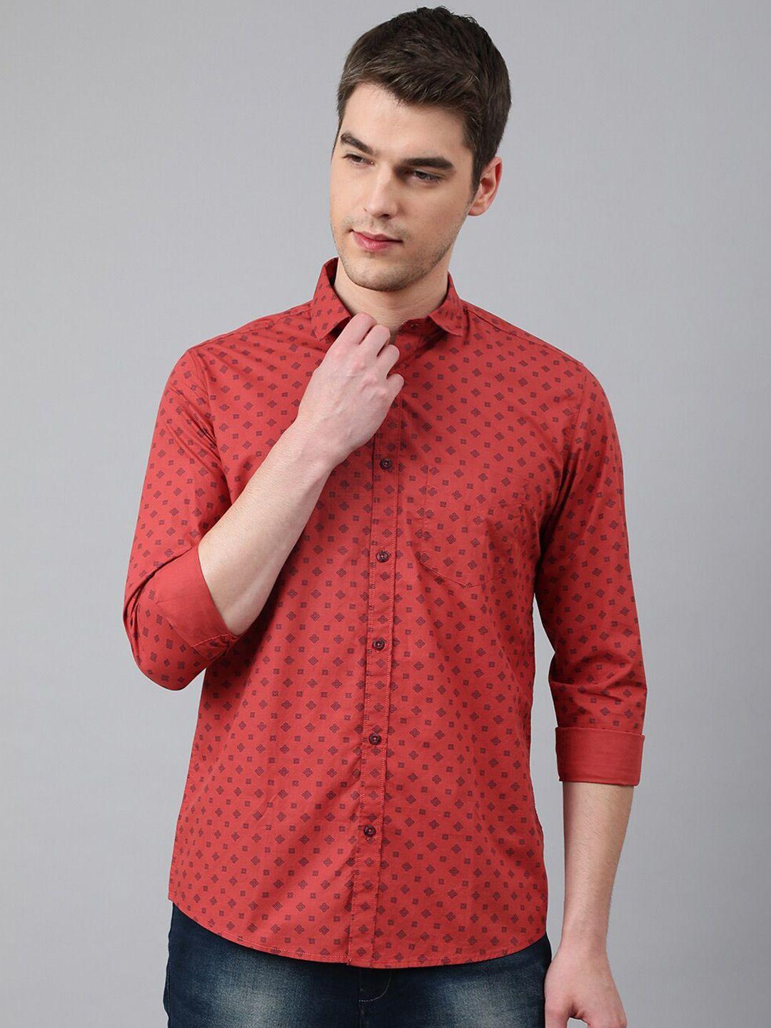 richlook men cotton slim fit printed casual shirt