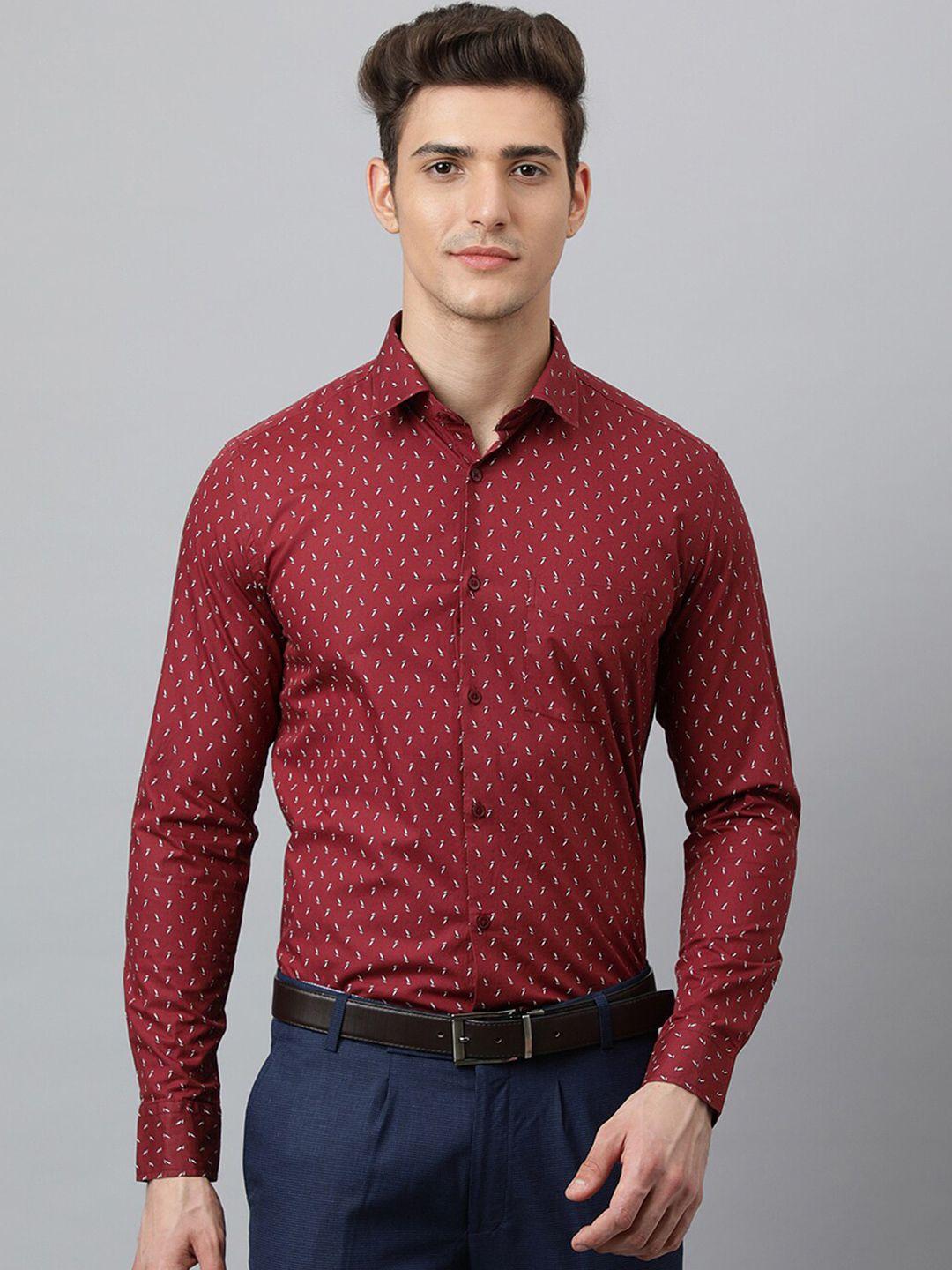 richlook men maroon floral printed formal shirt