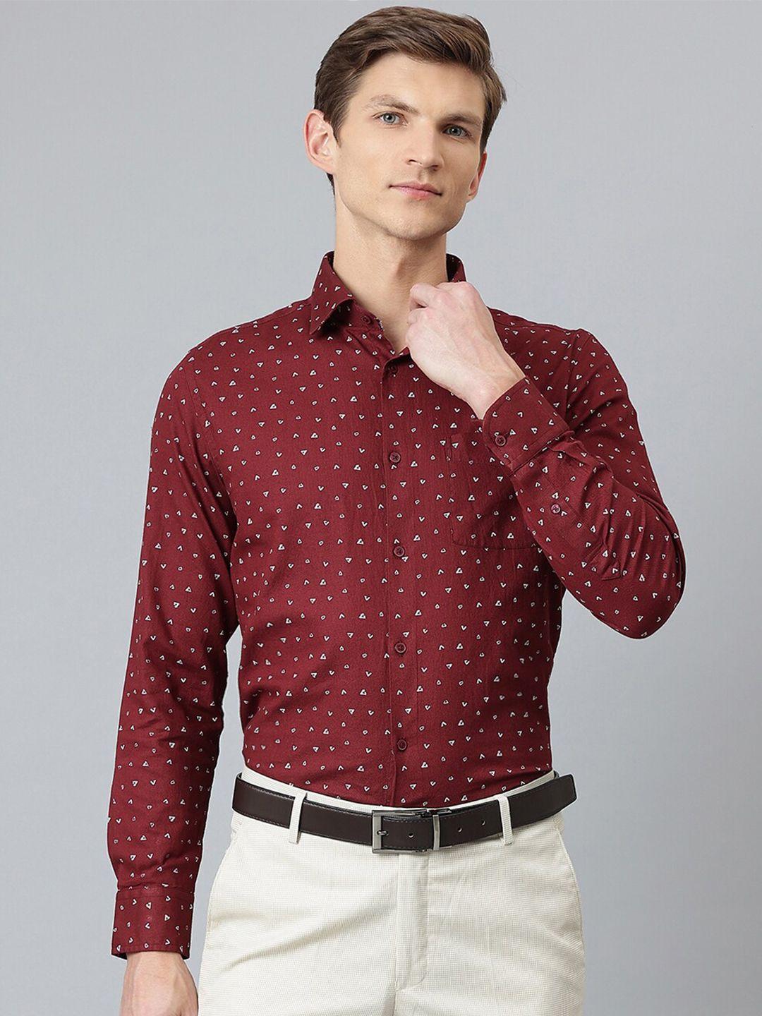 richlook men maroon printed formal shirt