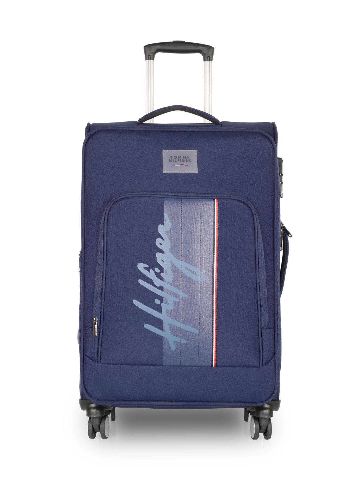 richmond soft luggage trolley bag printed navy blue