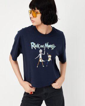 rick & morty print round-neck t-shirt