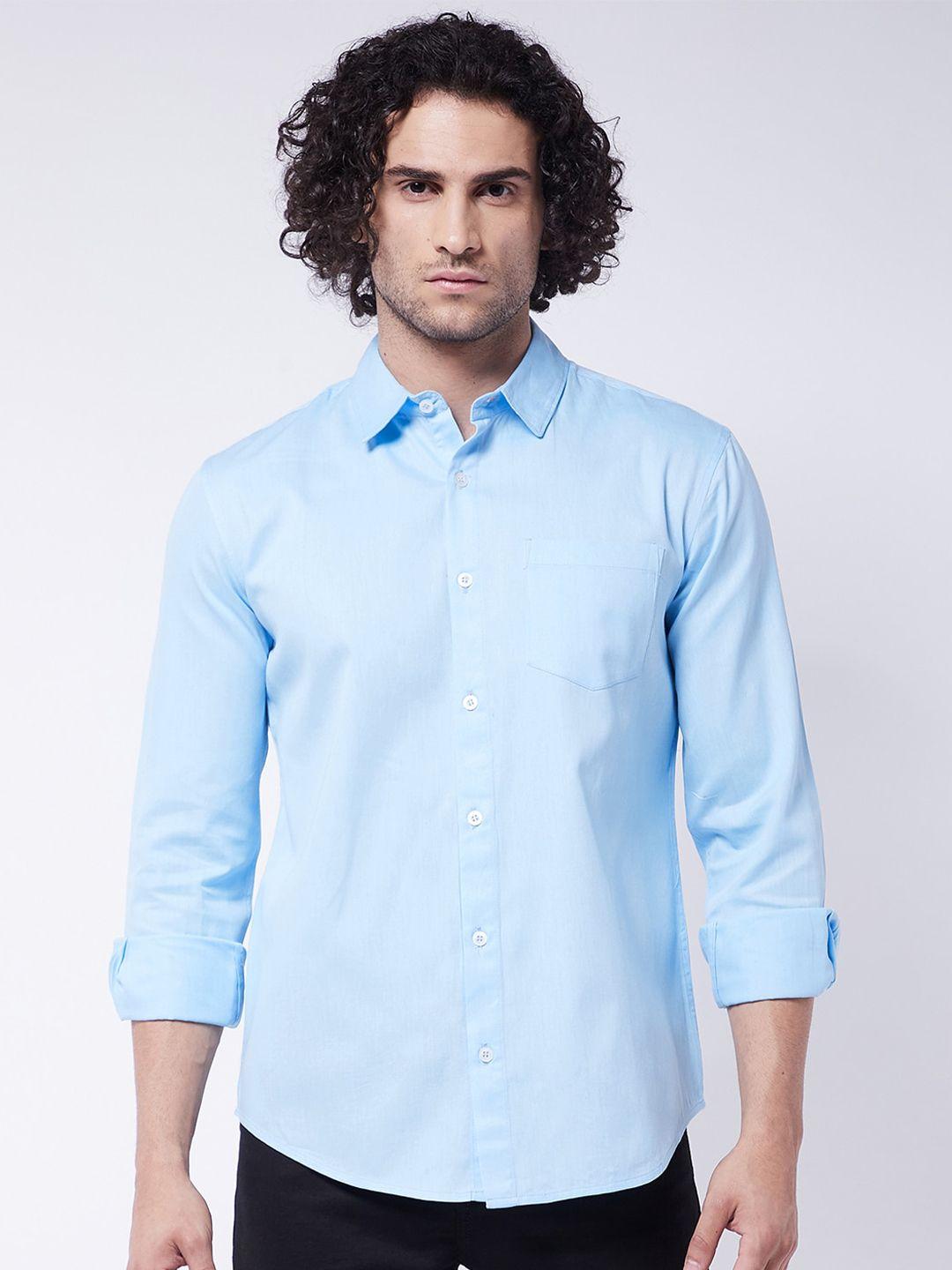 rick masch men blue smart slim fit casual shirt