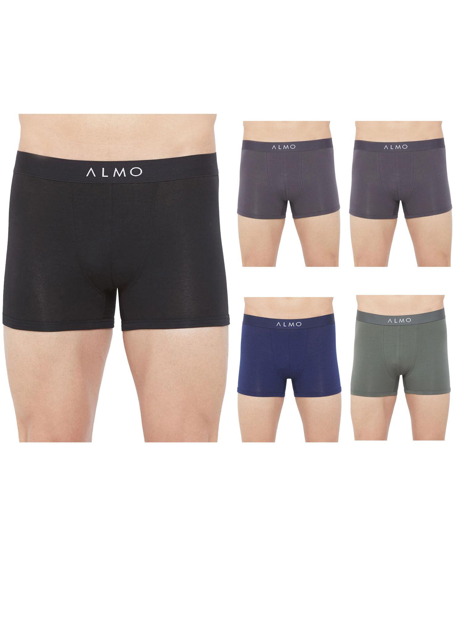 rico solid organic cotton trunk (pack of 5) - black - dark grey - navy - army green
