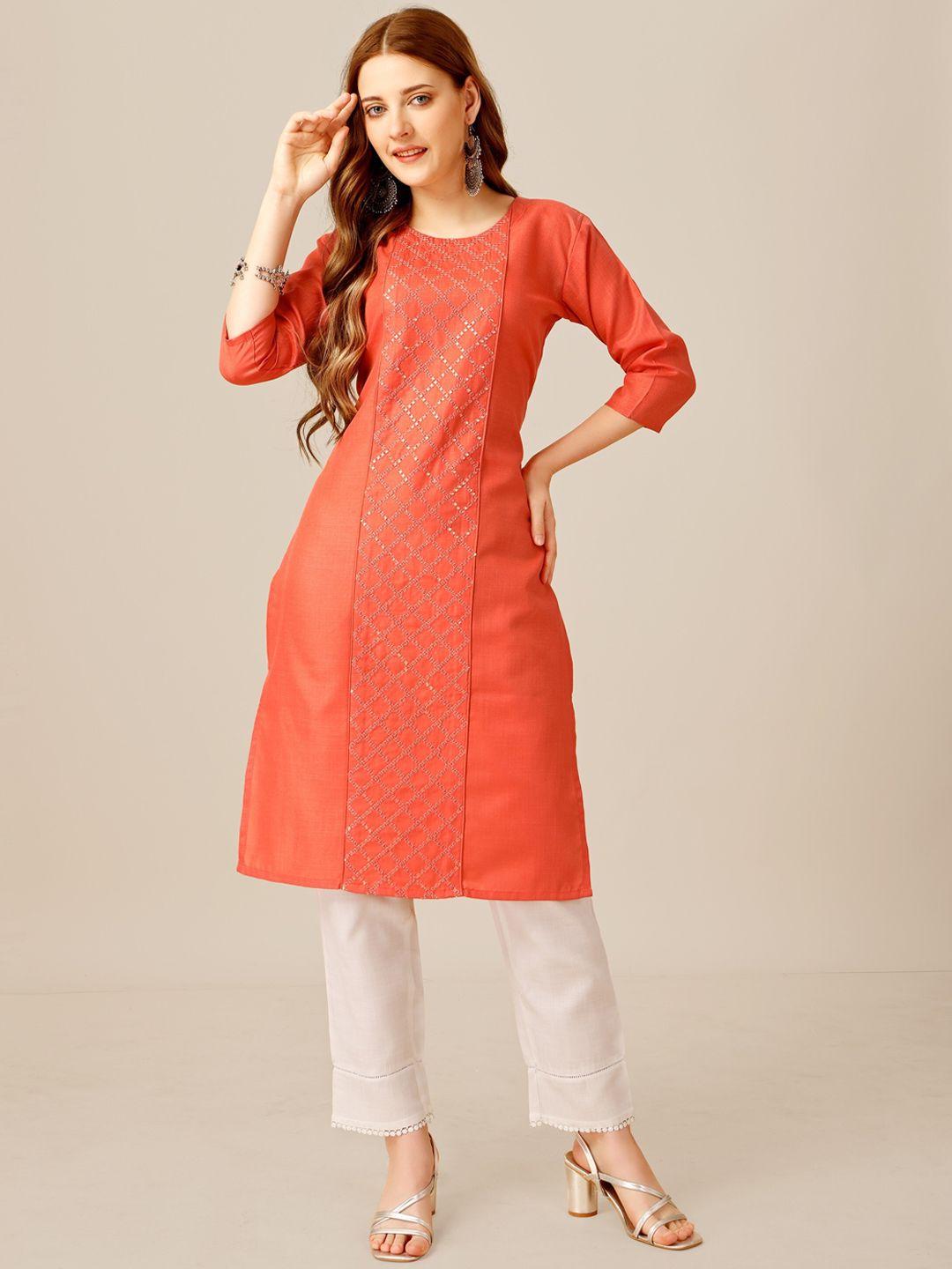 riddhi textile hub  self design sequinned kurta with trousers