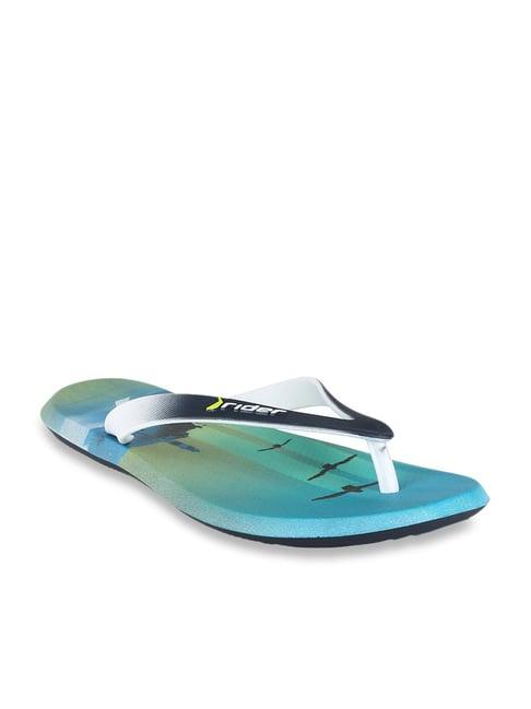 rider black & sky blue flip flops