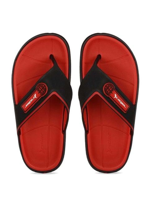 rider men's block red & black flip flops