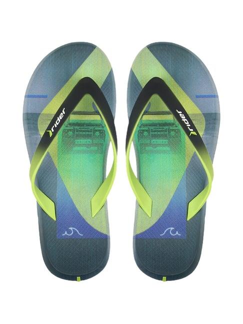 rider men's green & black flip flops