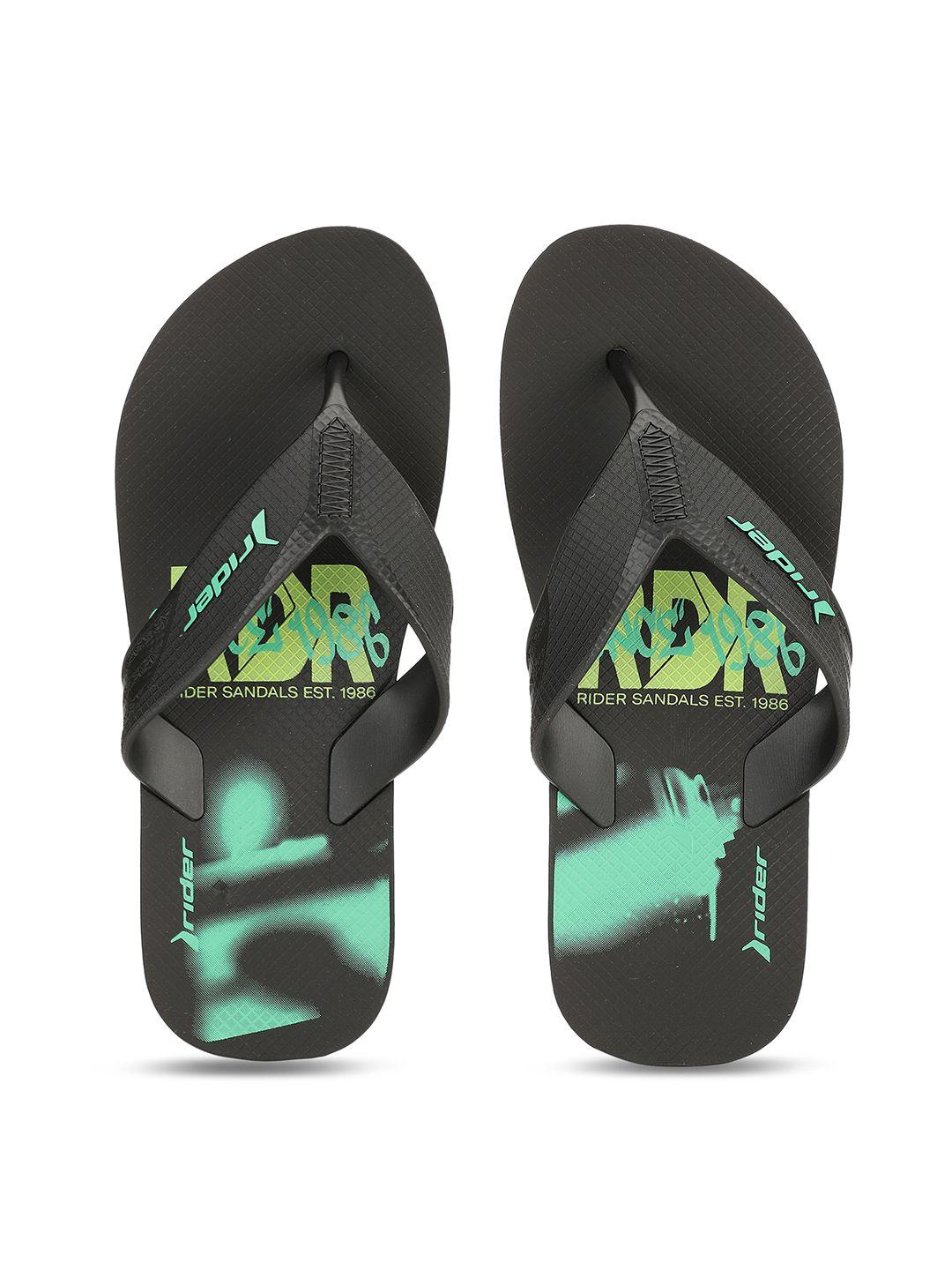 rider men black & green printed thong flip-flops