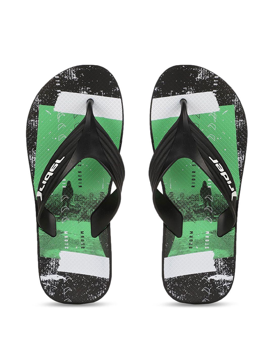 rider men black & green printed thong flip-flops