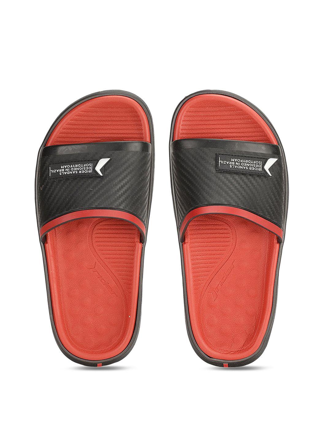 rider men black & red printed sliders