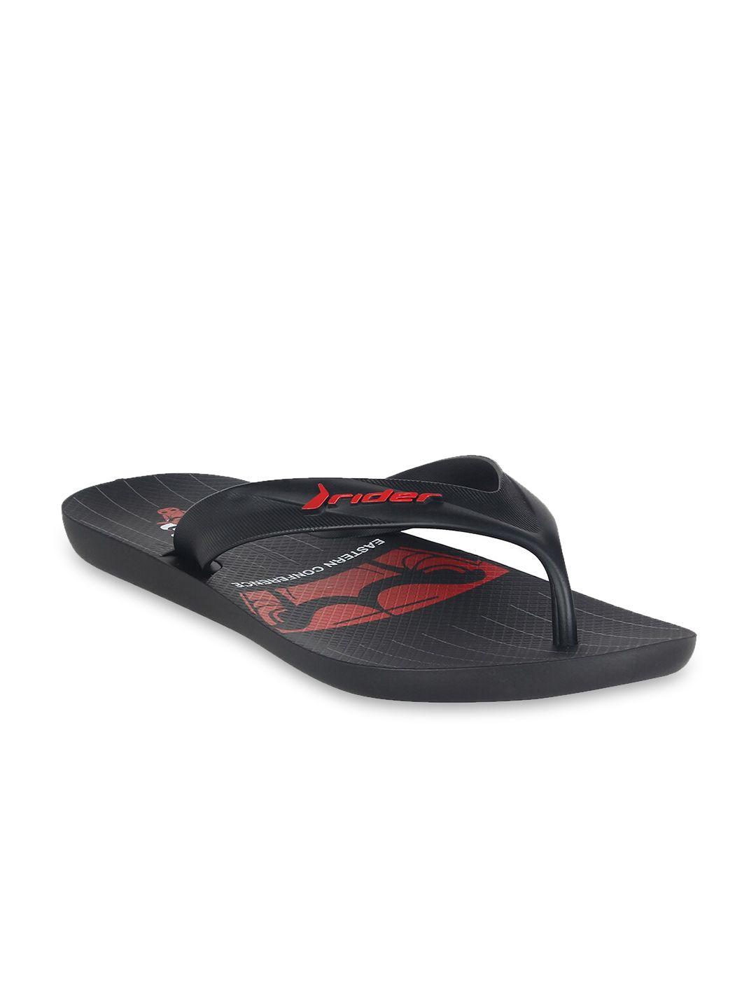 rider men black & red printed thong flip-flops