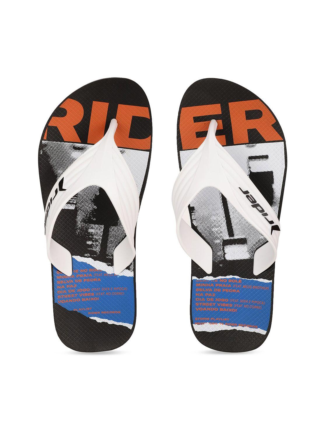 rider men black & white printed thong flip-flops