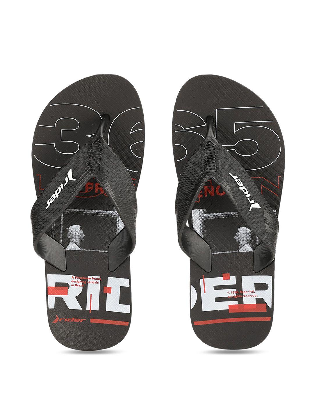 rider men black & white printed thong flip-flops