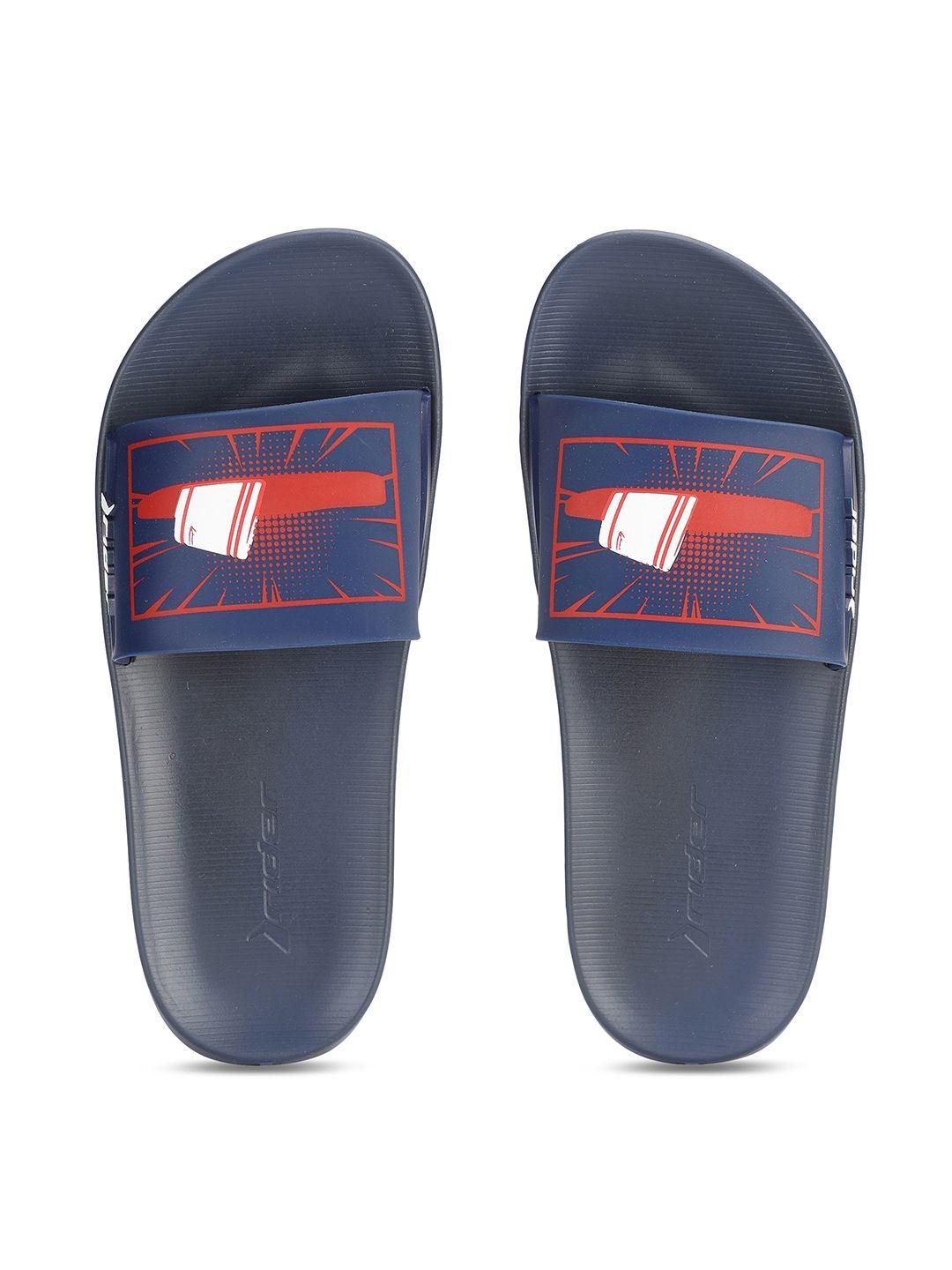 rider men blue & red printed synthetic sliders