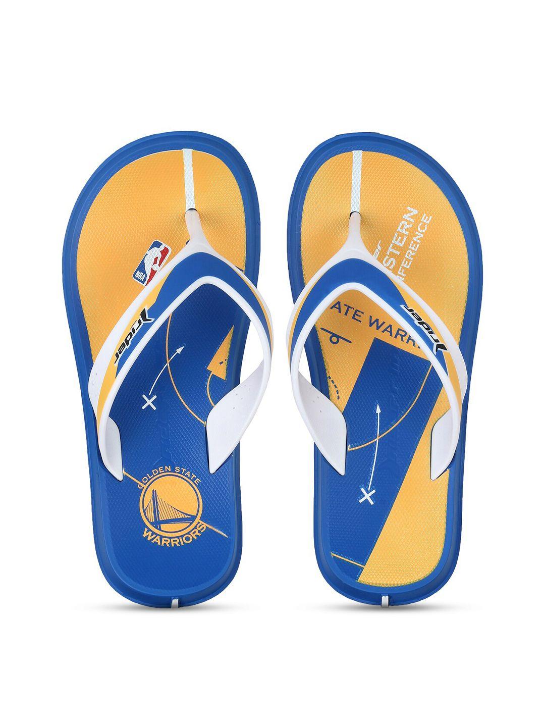 rider men blue & yellow printed thong flip-flops