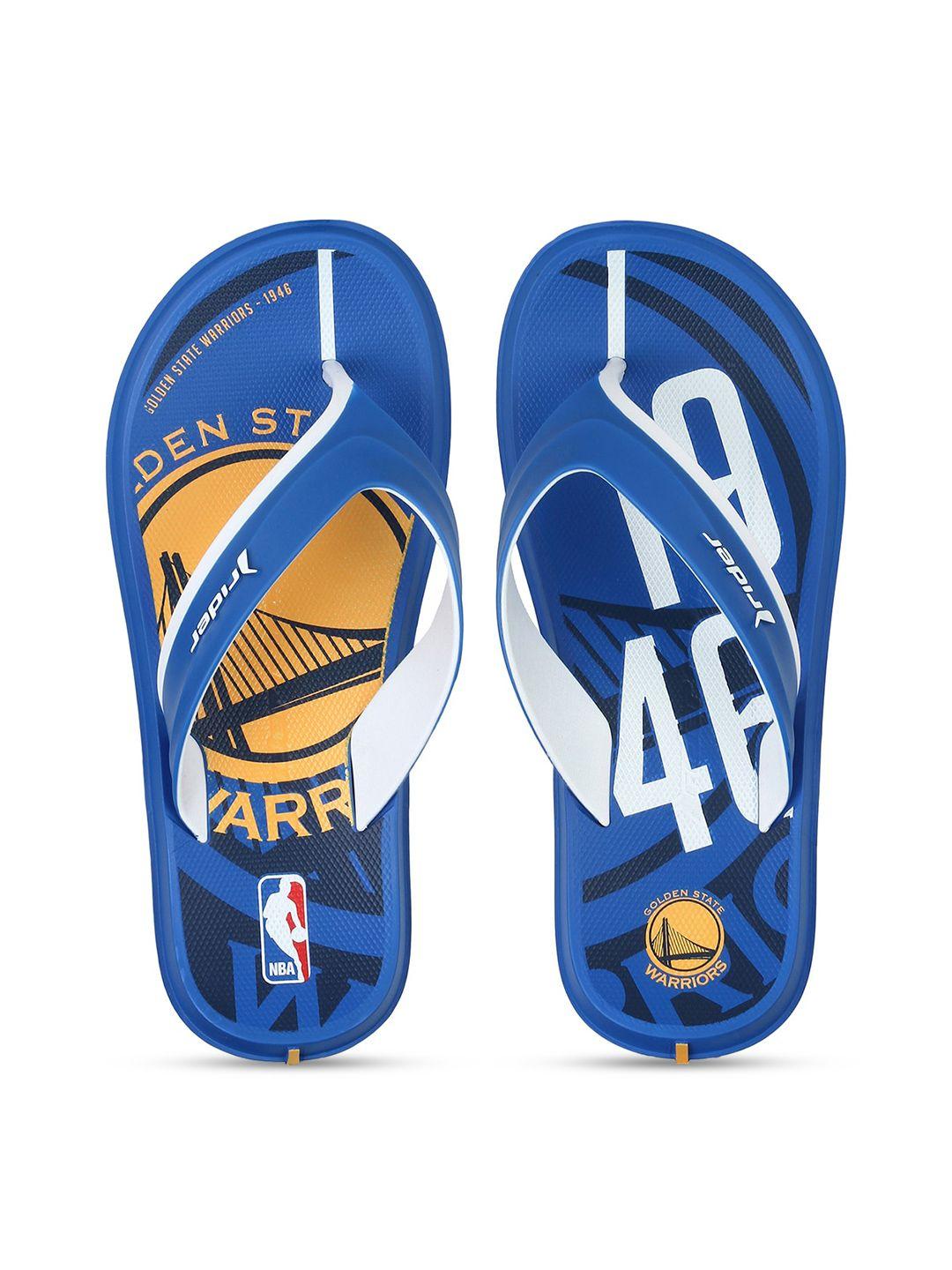 rider men blue & yellow printed thong flip-flops