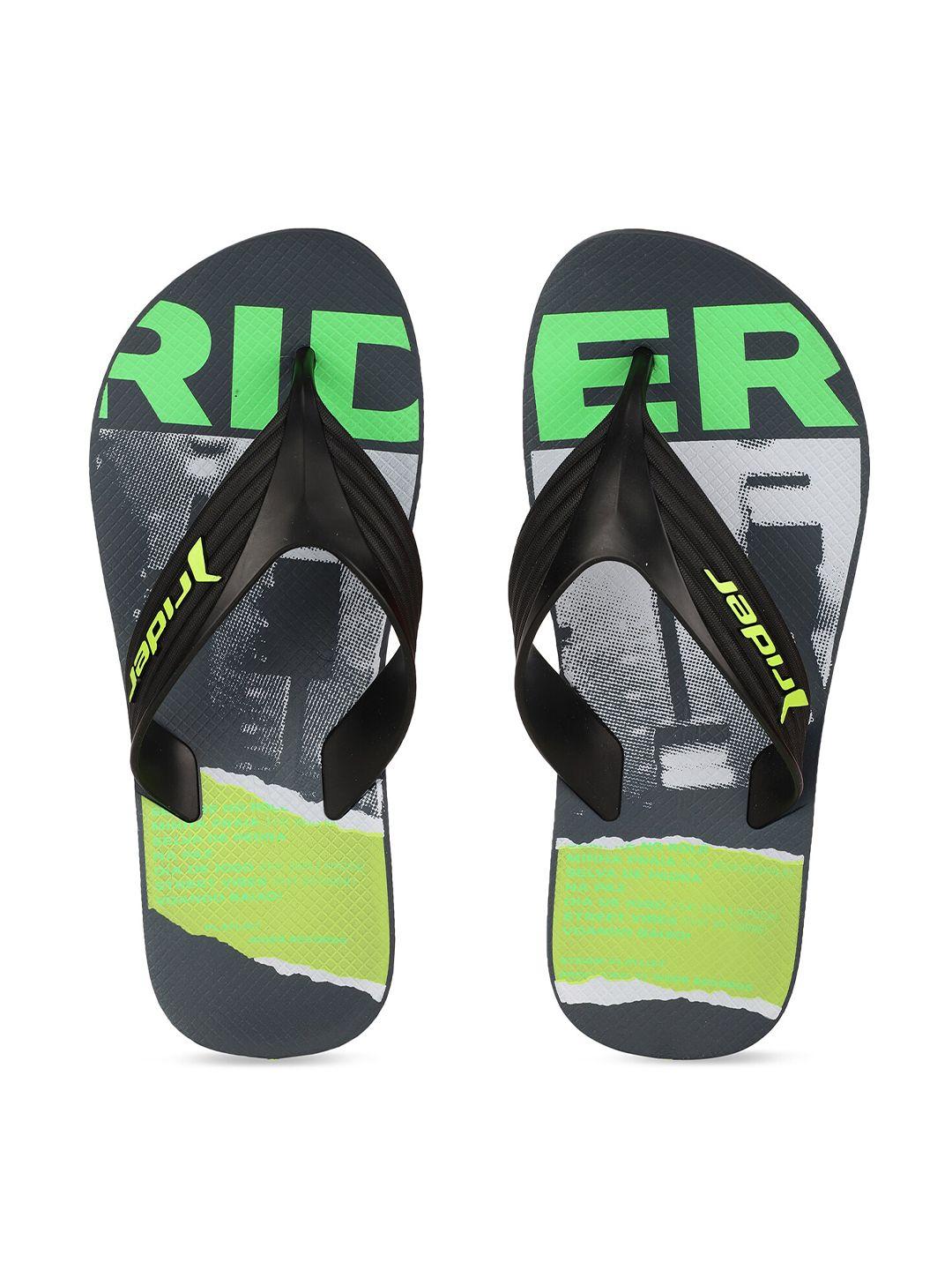 rider men green & black printed thong flip-flops