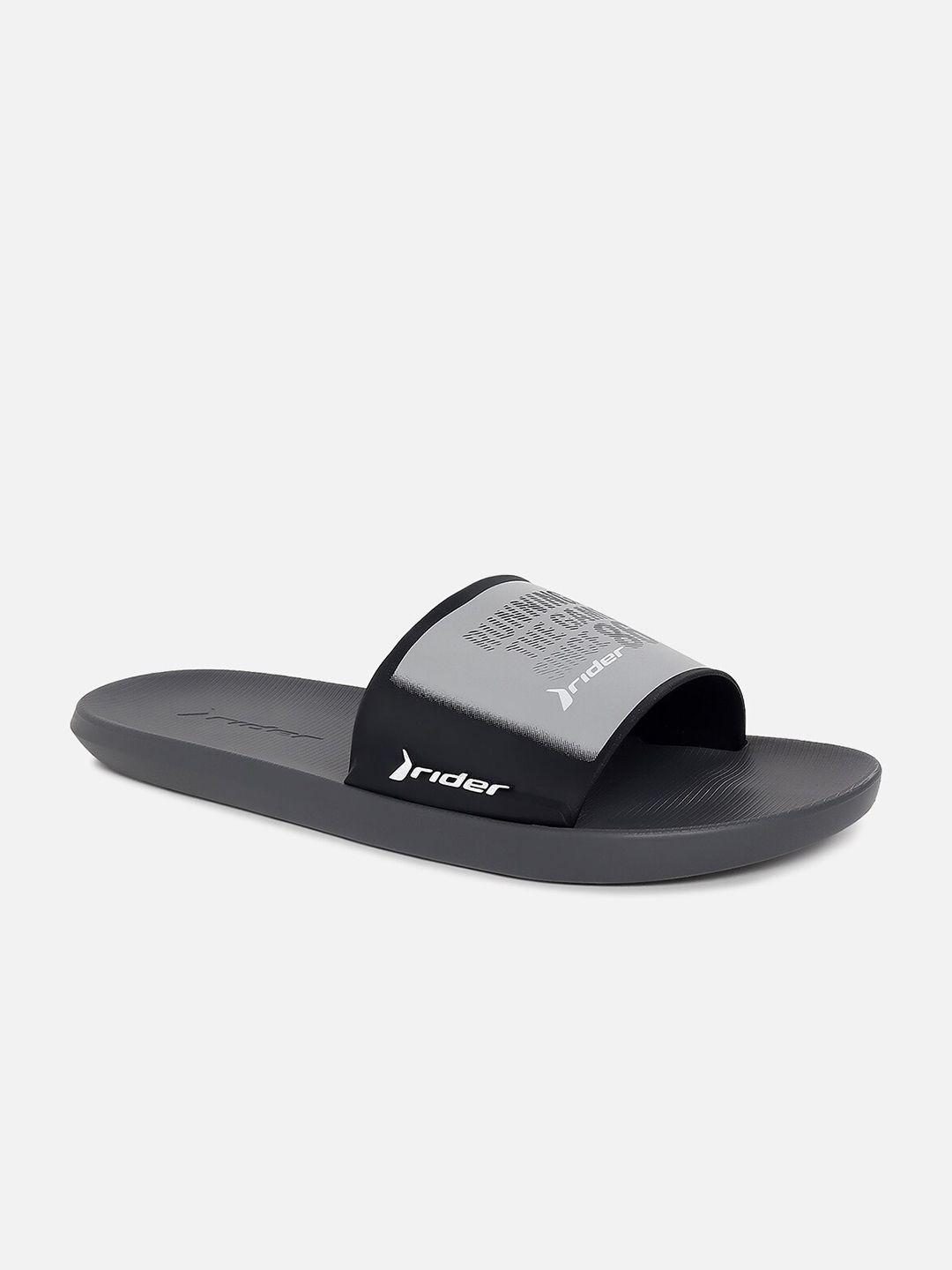 rider men grey & black printed sliders