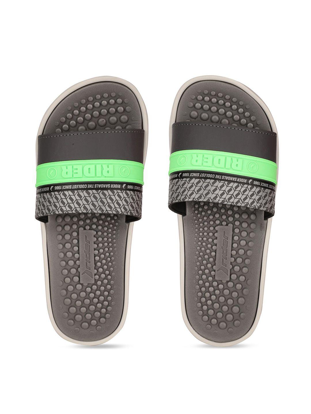 rider men grey & fluorescent green sliders