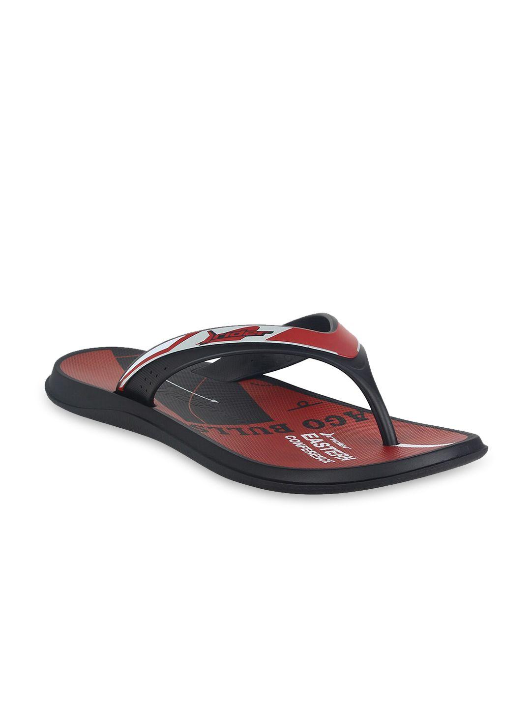 rider men red & black printed thong flip-flops