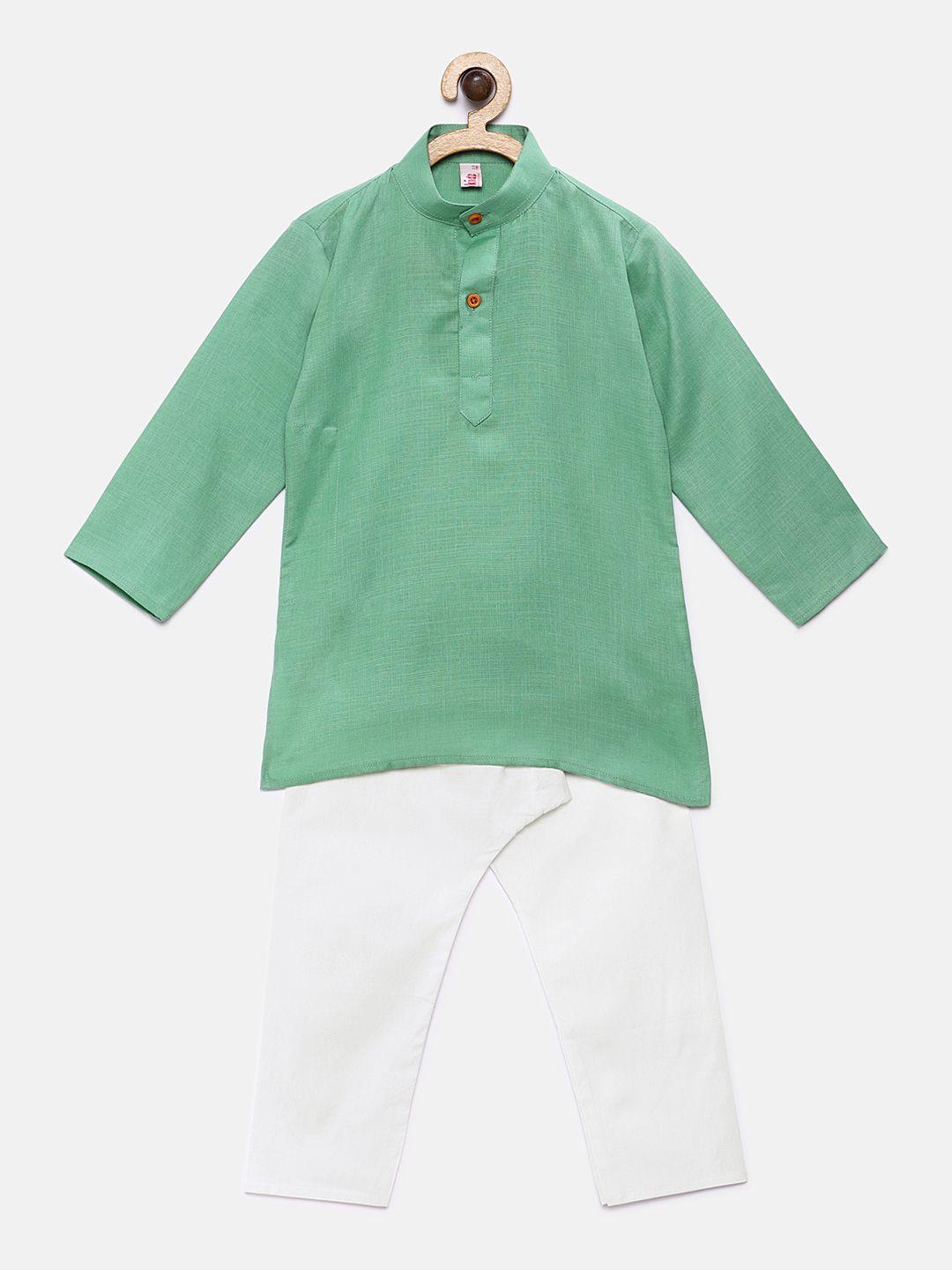 ridokidz boys green solid kurta with pyjamas