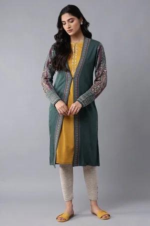 rifle green front open cardigan