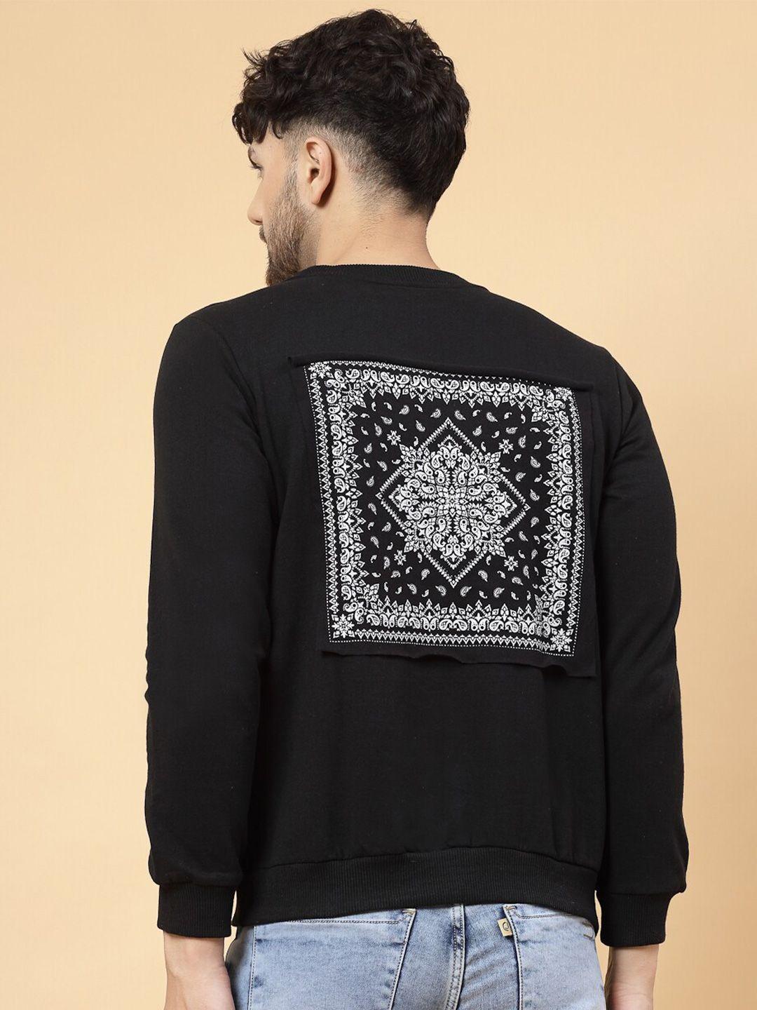 rigo ethnic motifs printed fleece sweatshirt