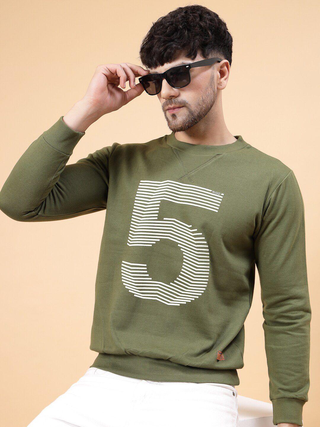 rigo alphanumeric printed fleece pullover