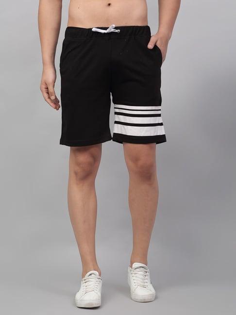 rigo black & white regular fit striped shorts