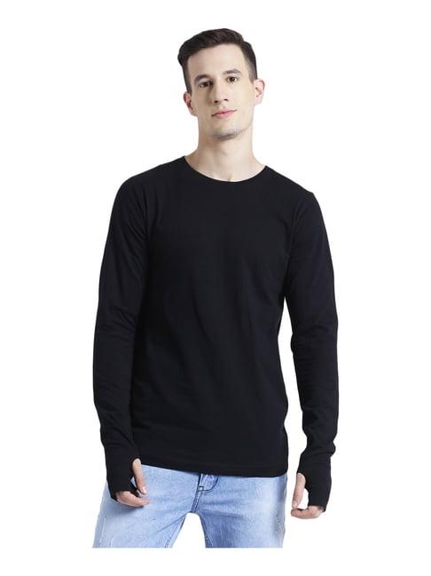 rigo black cotton slim fit t-shirt